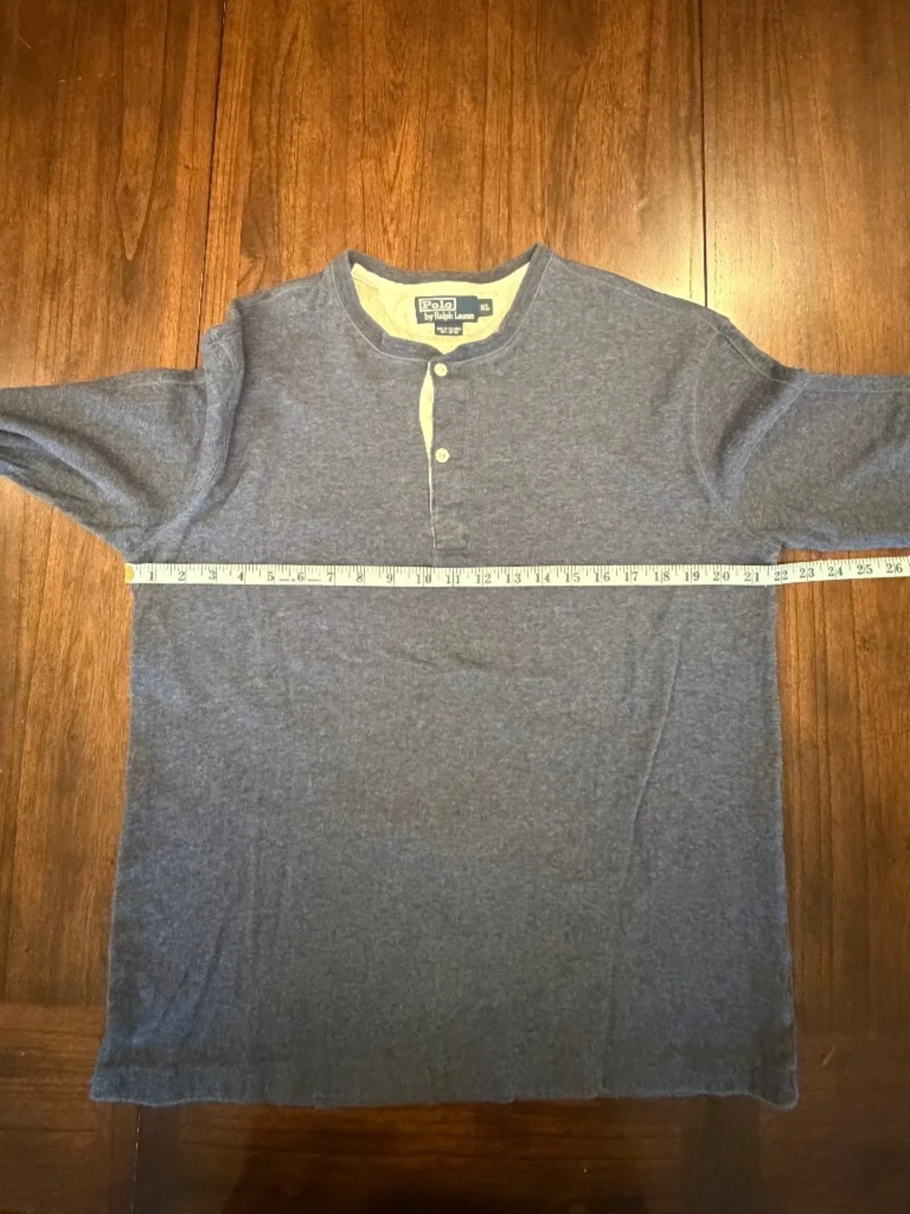 Vintage Polo Ralph Lauren Navy Slub Cotton Long Sleeve Henley Shirt, Size XL